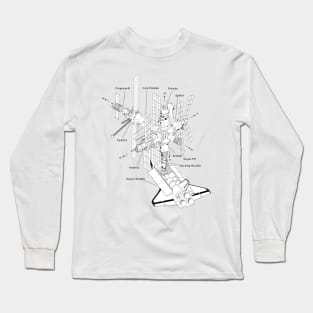 Space Station Blueprint Black Long Sleeve T-Shirt